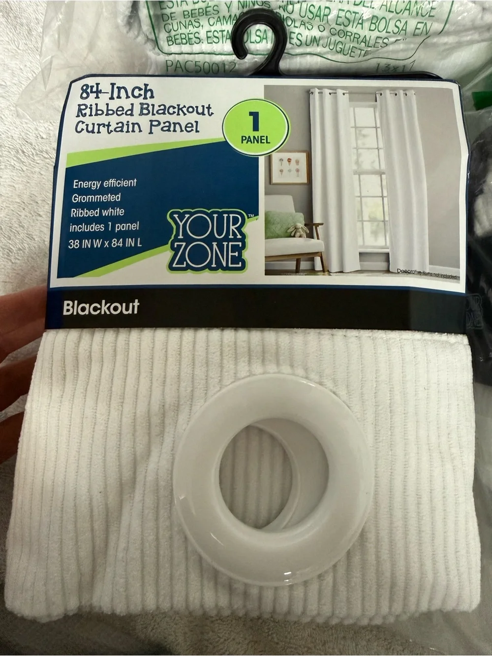 Ribbed Blackout Curtain Panel - White
